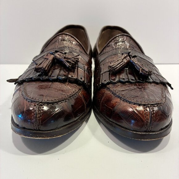 Bruno Magli “Jared” Brown Genuine Crocodile Tassel Loafers – Italian Luxuy